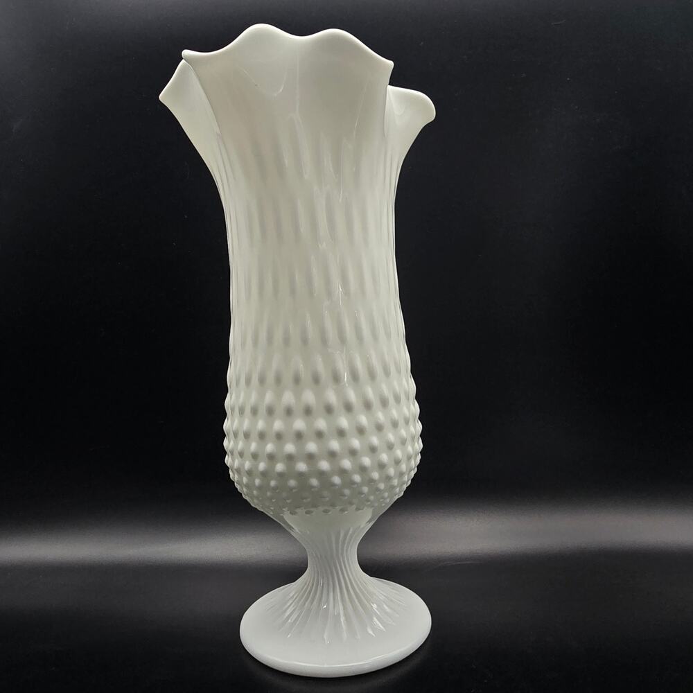Fenton White Milk Glass Handkerchief Swung Vase Vintage #1